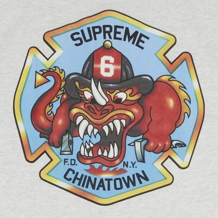 Supreme FDNY Engine 9 T-Shirt Ash Grey