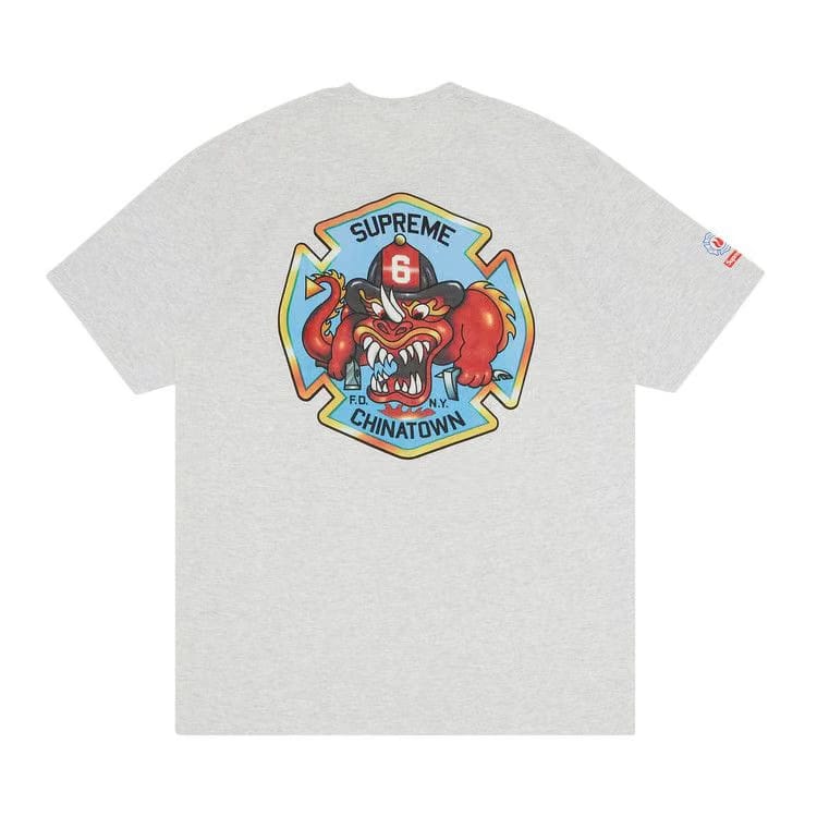 Supreme FDNY Engine 9 T-Shirt Ash Grey