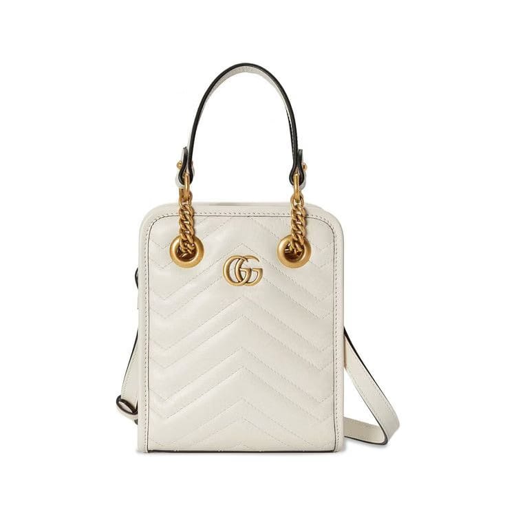 Gucci GG Marmont Mini Top Handle Bag Mystic White/M.White