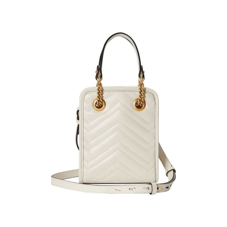 Gucci GG Marmont Mini Top Handle Bag Mystic White/M.White