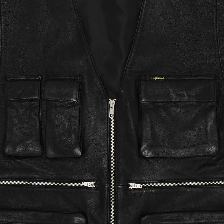 Supreme Leather Cargo Vest Black