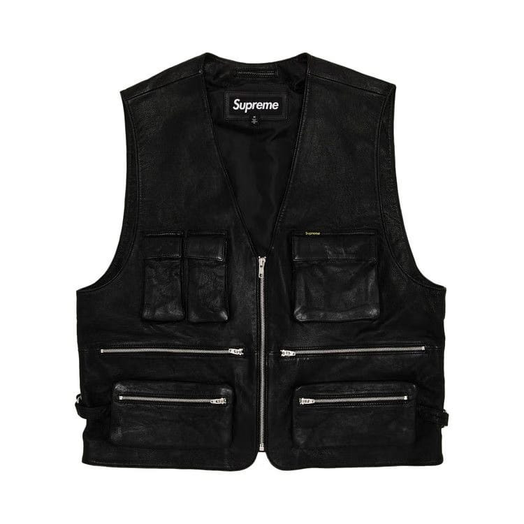 Supreme Leather Cargo Vest Black