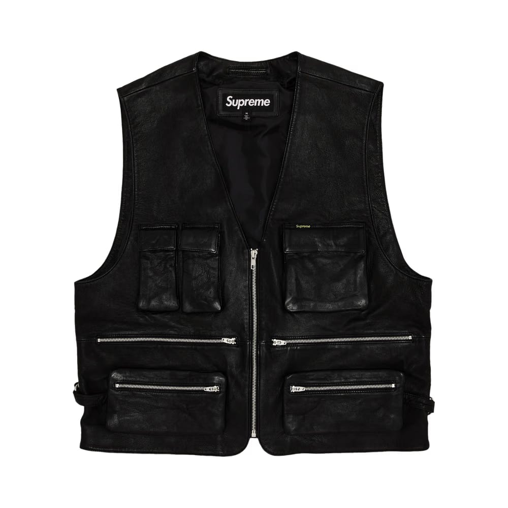 Supreme Leather Cargo Vest Black