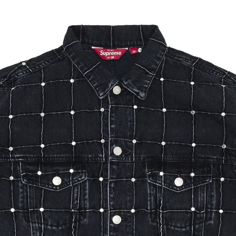Supreme Studded Seam Denim Trucker Jacket Black