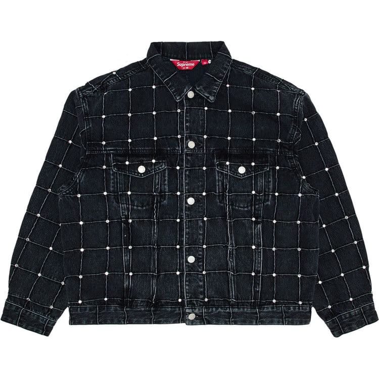 Supreme Studded Seam Denim Trucker Jacket Black