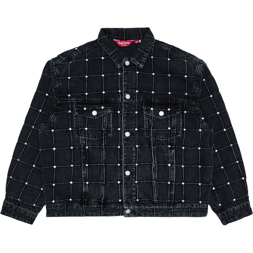 Supreme Studded Seam Denim Trucker Jacket Black