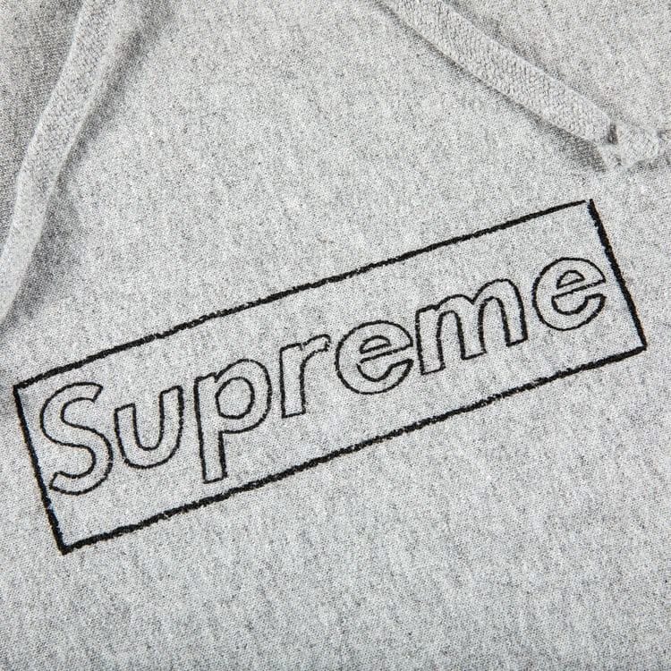 Supreme x KAWS Chalk Logo Hoodie Heather Grey