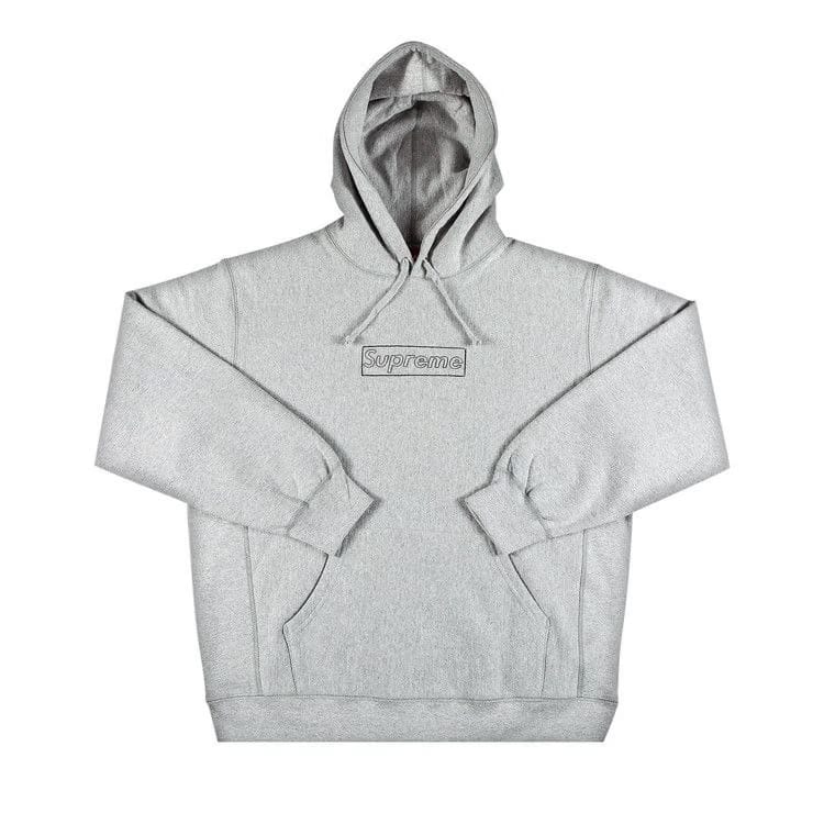 Supreme x KAWS Chalk Logo Hoodie Heather Grey