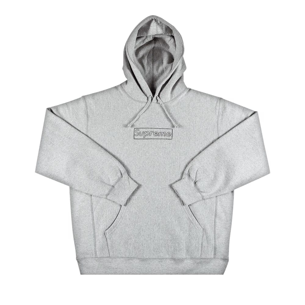 Supreme x KAWS Chalk Logo Hoodie Heather Grey