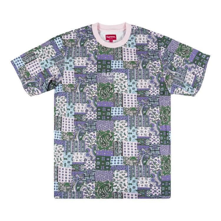 Supreme Patchwork Paisley Shorts-Sleeve Top Pink