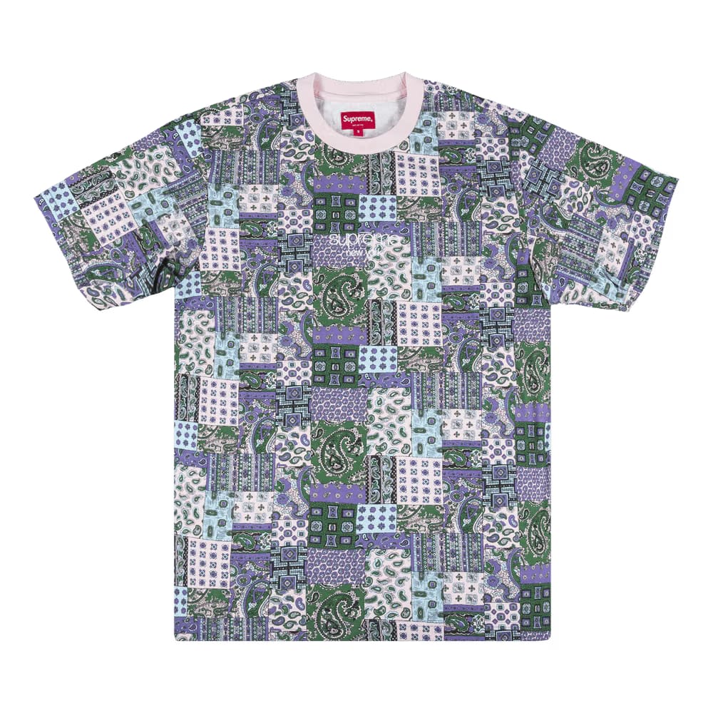 Supreme Patchwork Paisley Shorts-Sleeve Top Pink