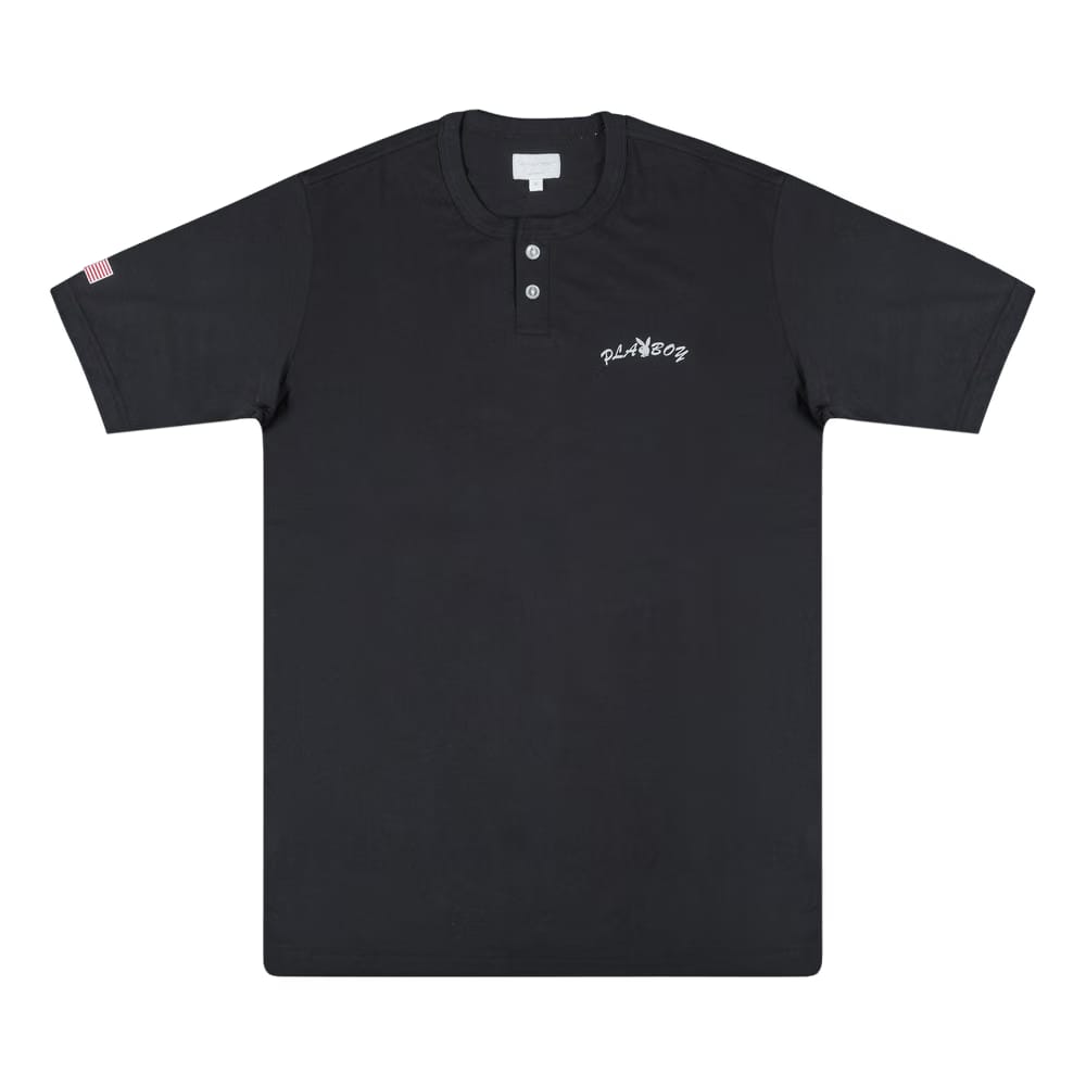 Supreme x Playboy Shorts-Sleeve Henley Top Black