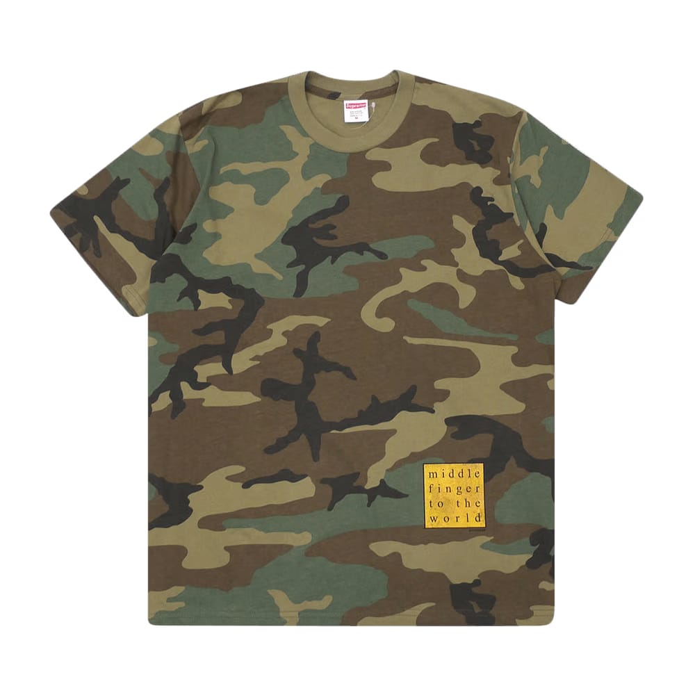 Supreme Middle Finger to the World T-Shirt Woodland Camo