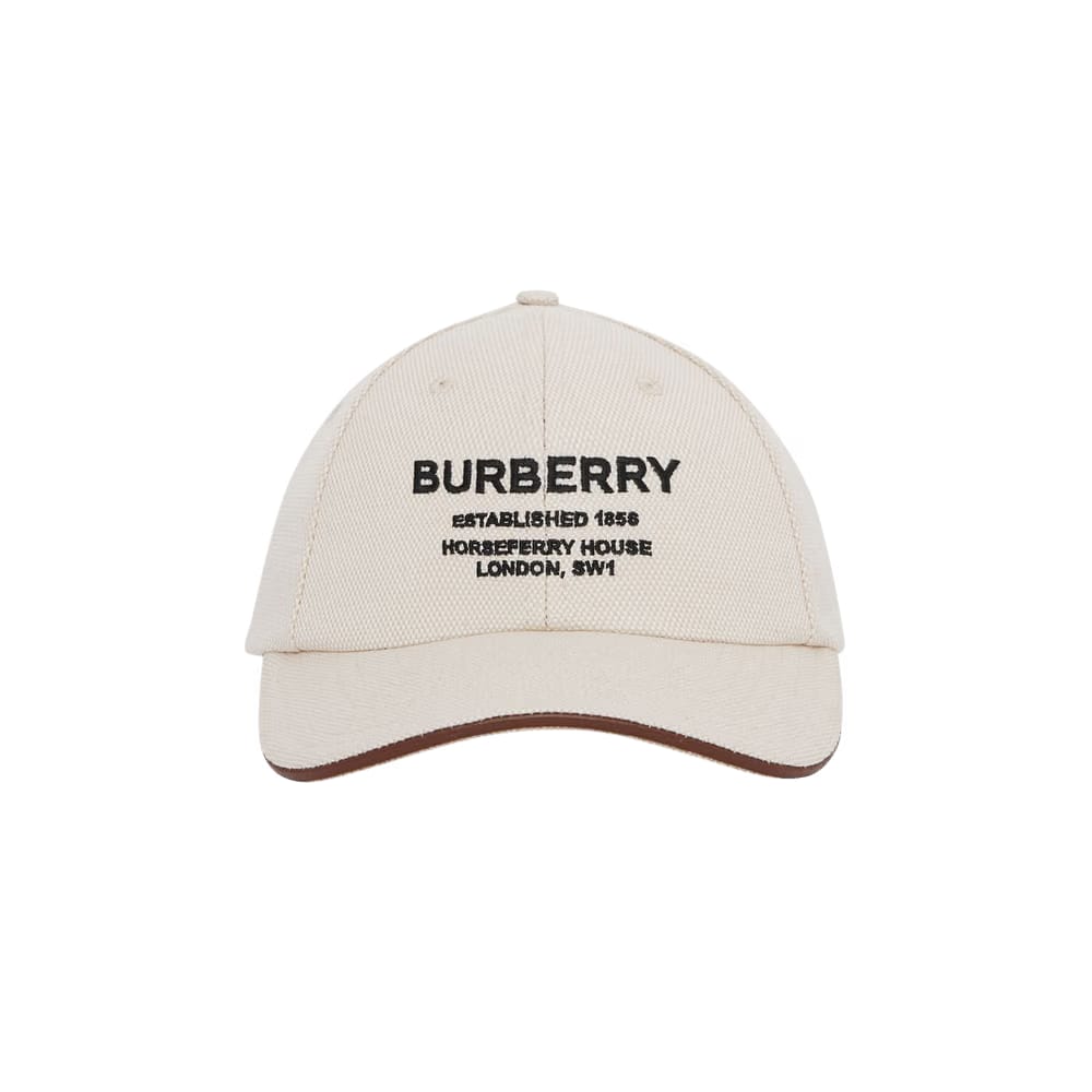 Burberry Horseferry Motif Canvas Baseball Cap Natural
