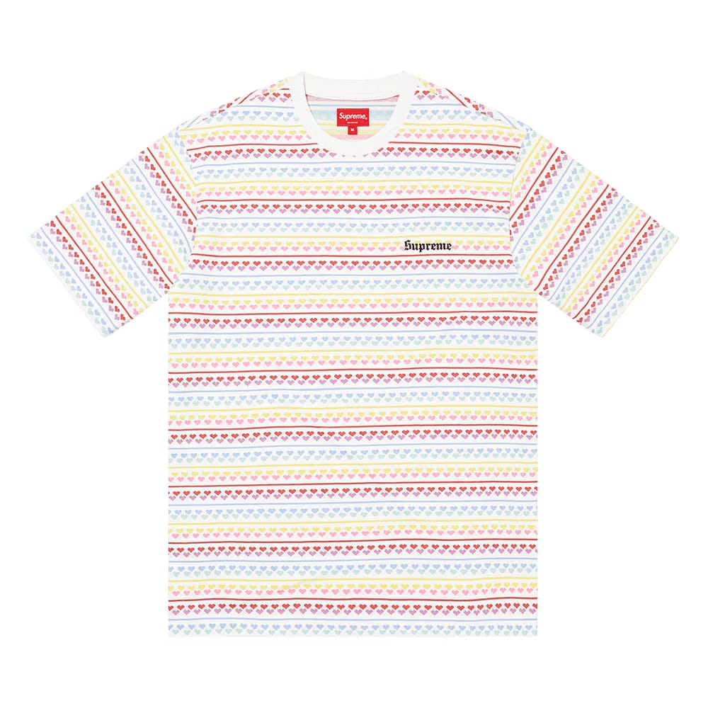 Supreme Hearts Jacquard Shorts-Sleeve Top White