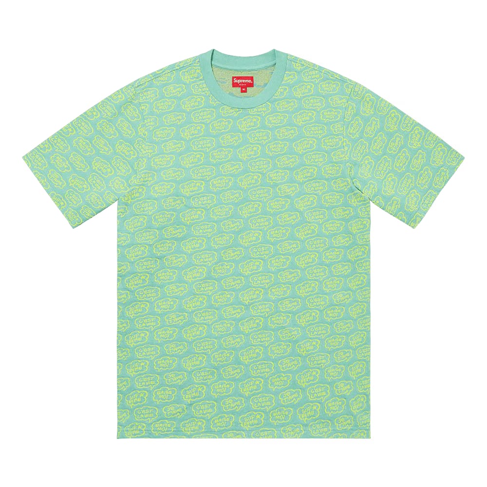 Supreme Word Bubble Jacquard Shorts-Sleeve Top Dusty Aqua