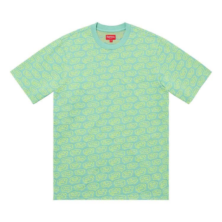 Supreme Word Bubble Jacquard Shorts-Sleeve Top Dusty Aqua