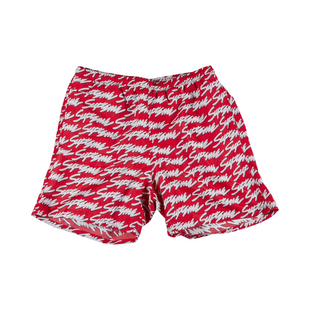 Supreme Signature Script Logo Water Shorts Red