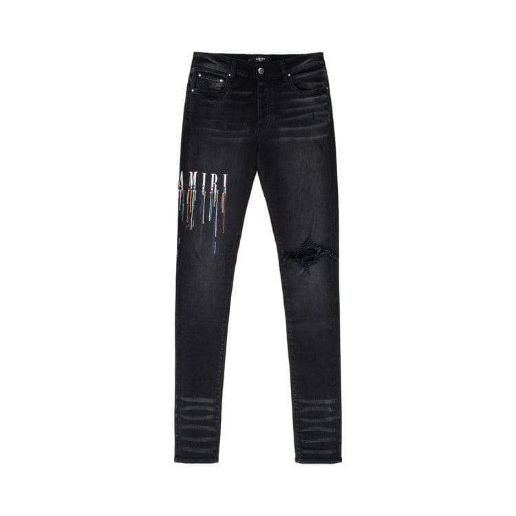 Amiri Paint Drip Logo Jean Aged Black
