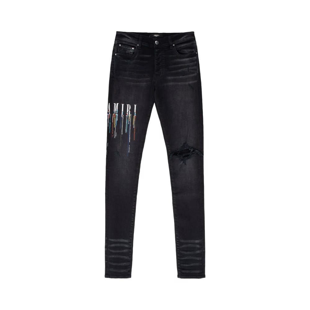 Amiri Paint Drip Logo Jean Aged Black