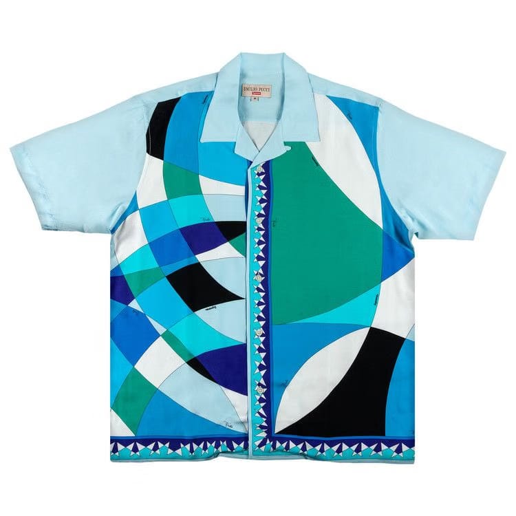 Supreme x Emilio Pucci Shorts-Sleeve Shirt Blue