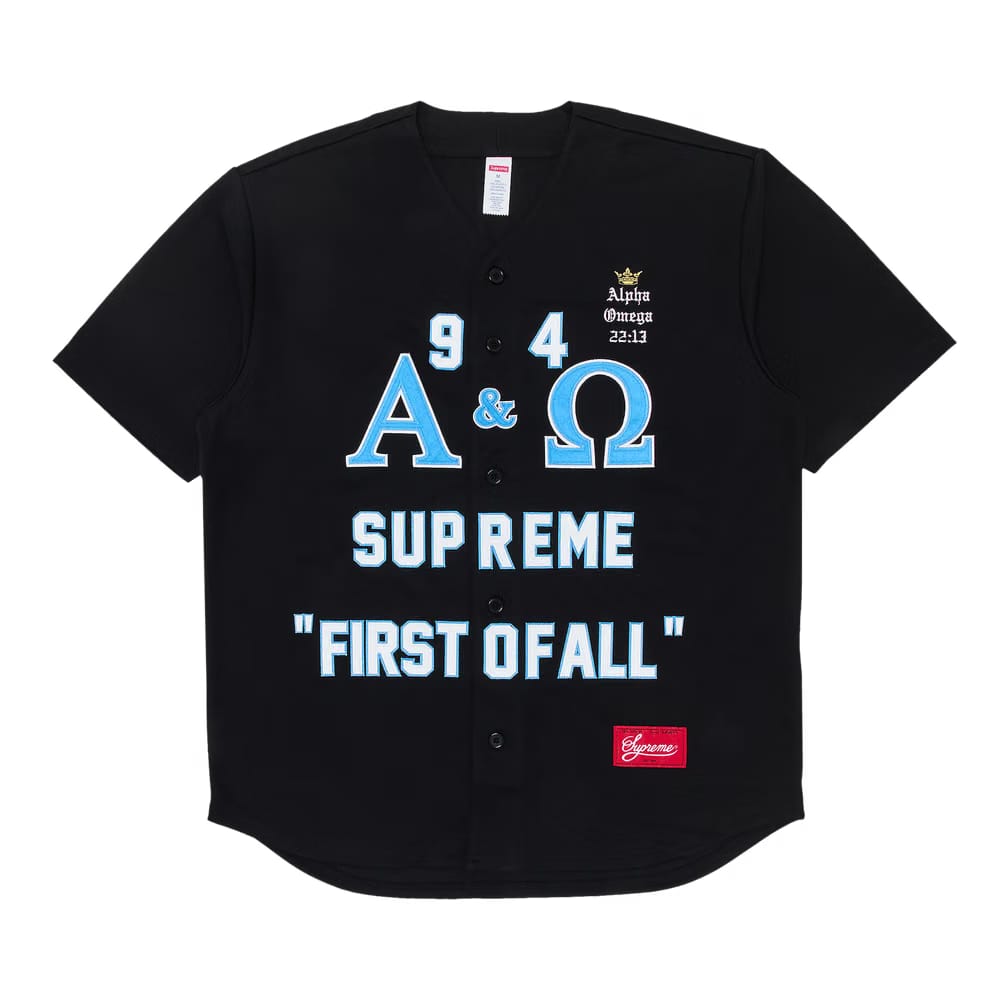 Supreme Alpha Omega Baseball Jersey Black