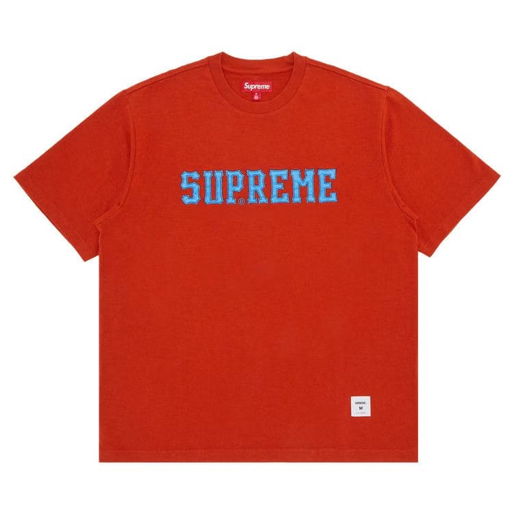 Supreme Twill Appliqué Shorts-Sleeve Top Orange