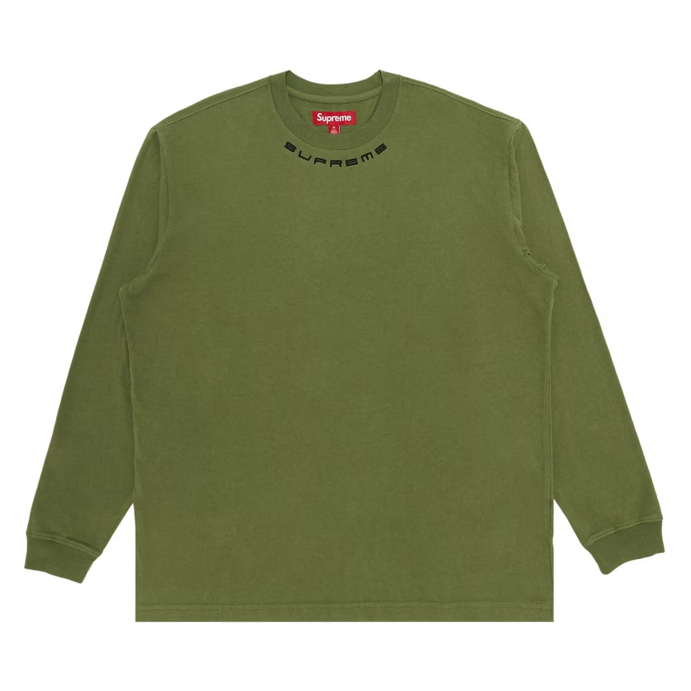 Supreme Collar Logo Long-Sleeve Top Olive