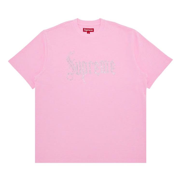 Supreme Rhinestone Shorts-Sleeve Top Pink