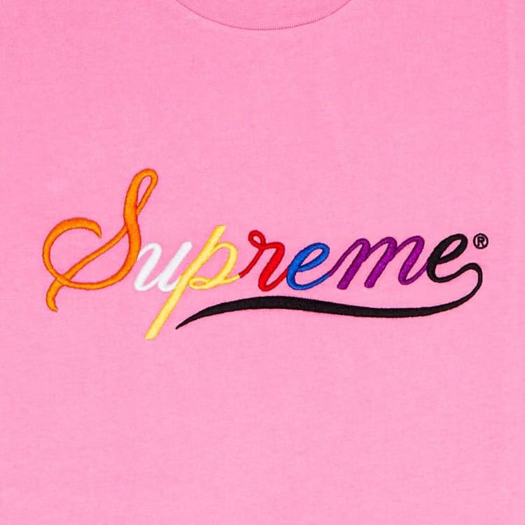 Supreme Cursive Shorts-Sleeve Top Pink