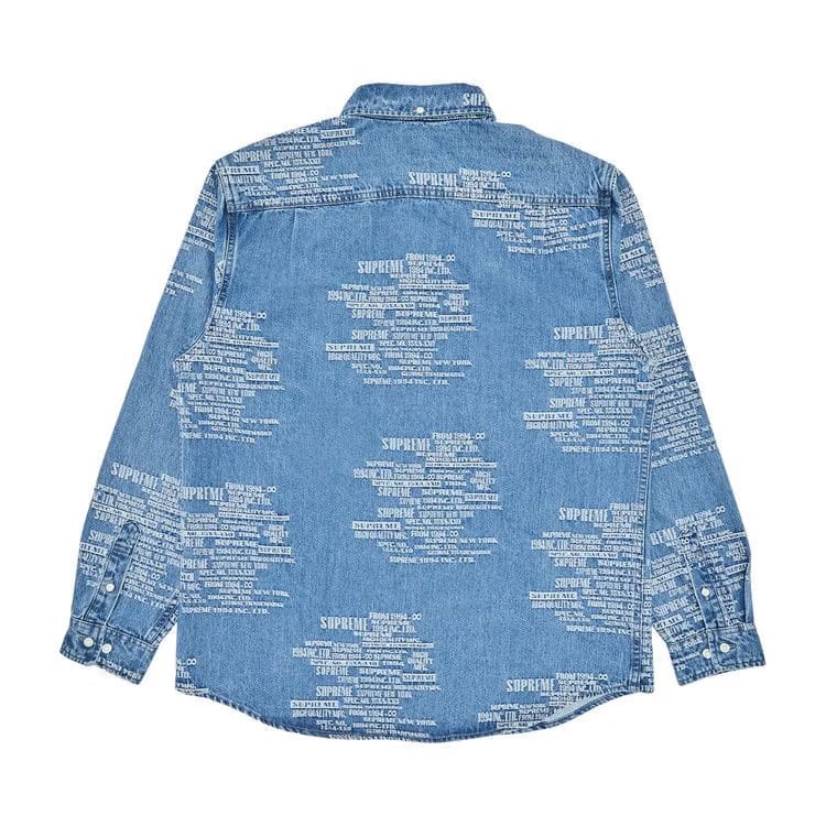 Supreme Trademark Jacquard Denim Shirt Washed Blue