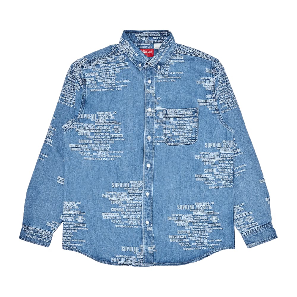 Supreme Trademark Jacquard Denim Shirt Washed Blue