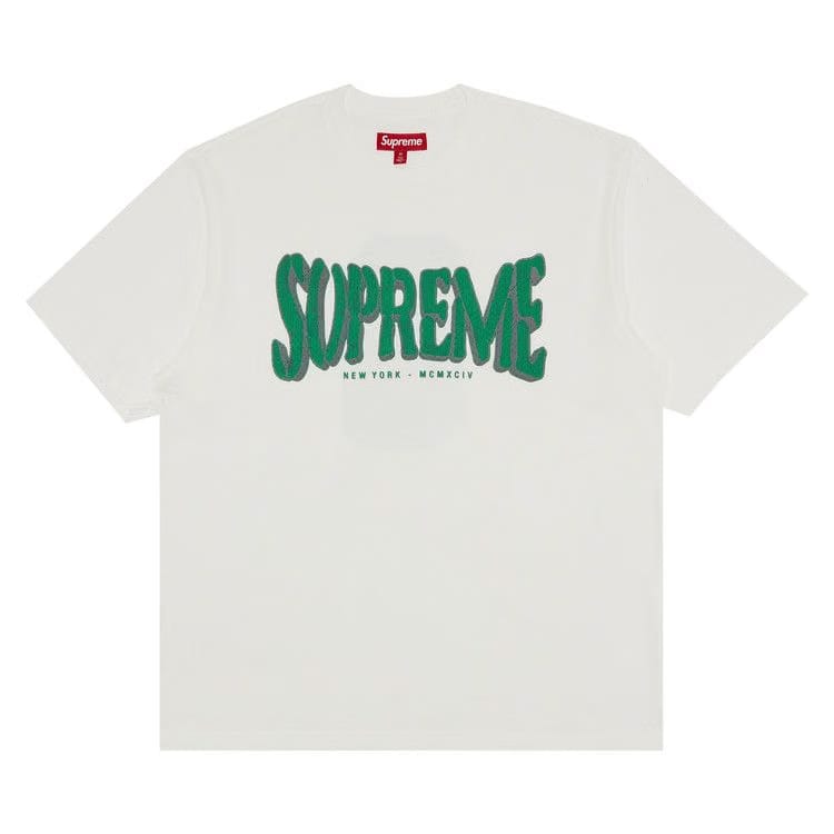 Supreme Flocked Washed Shorts-Sleeve Top White