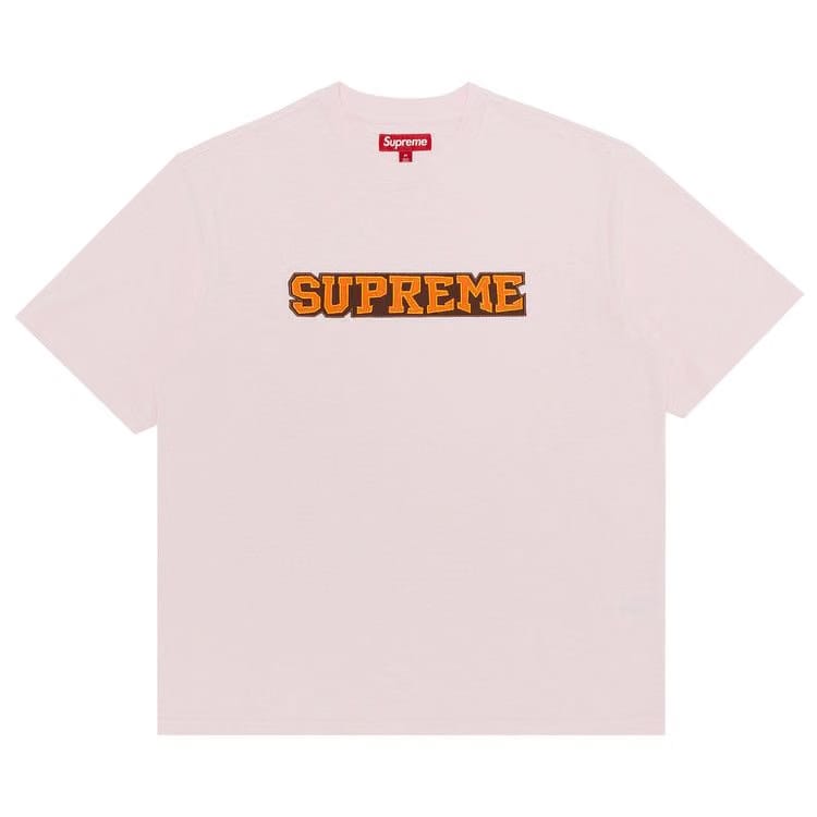 Supreme Satin Appliqué Shorts-Sleeve Top Light Pink