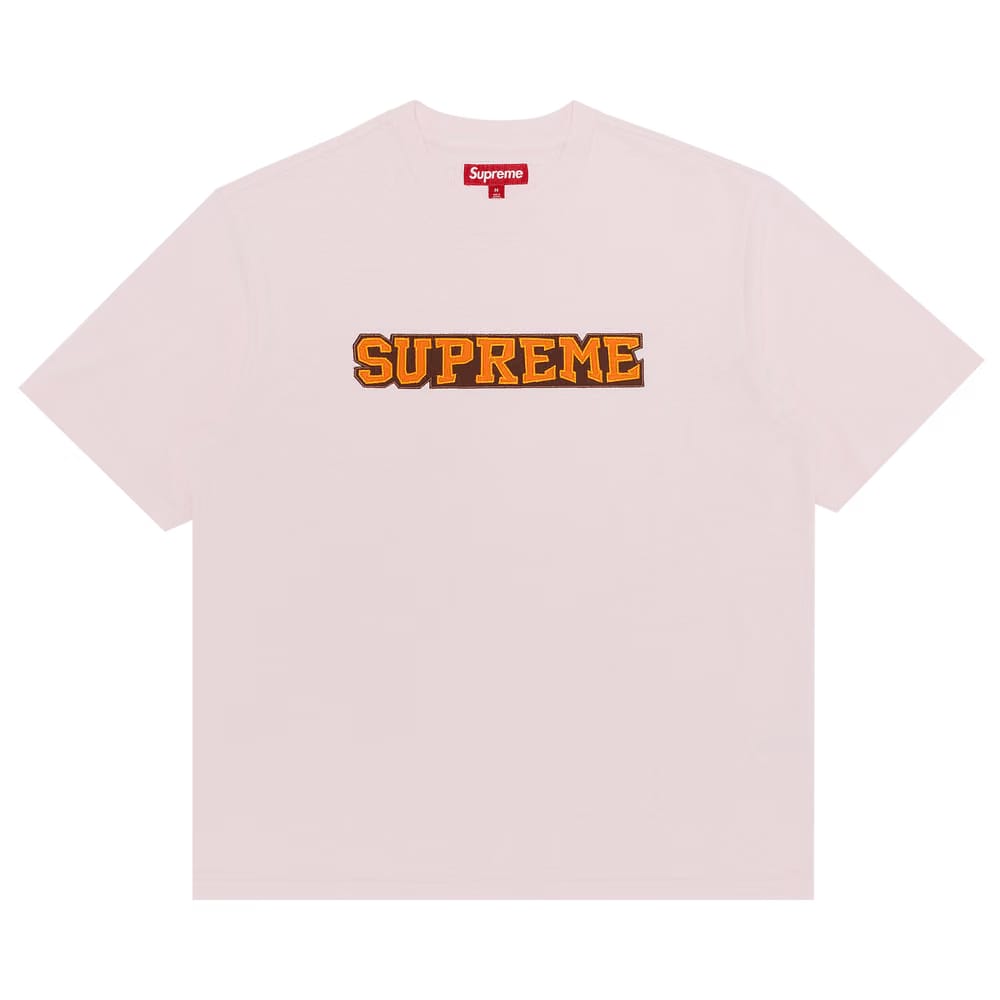 Supreme Satin Appliqué Shorts-Sleeve Top Light Pink