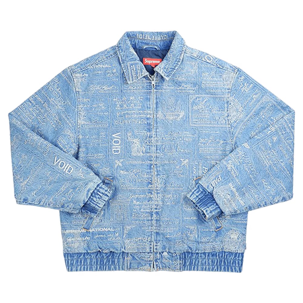 Supreme Checks Embroidered Denim Jacket Blue