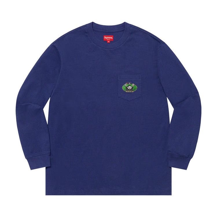 Supreme Vampire Boy Long-Sleeve Pocket T-Shirt Washed Navy