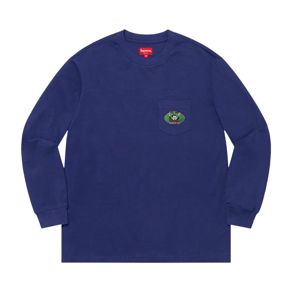 Supreme Vampire Boy Long-Sleeve Pocket T-Shirt Washed Navy