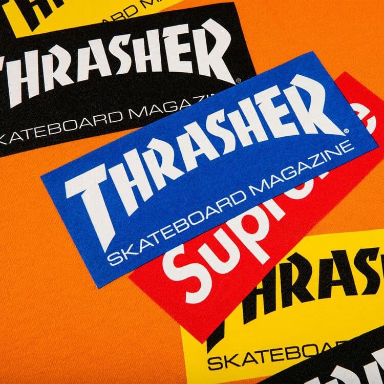 Supreme x Thrasher Multi Logo Long-Sleeve T-Shirt Orange