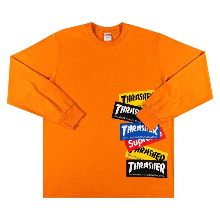 Supreme x Thrasher Multi Logo Long-Sleeve T-Shirt Orange