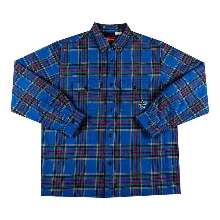 Supreme Quilted Plaid Flannel Shirt Dusty Royal