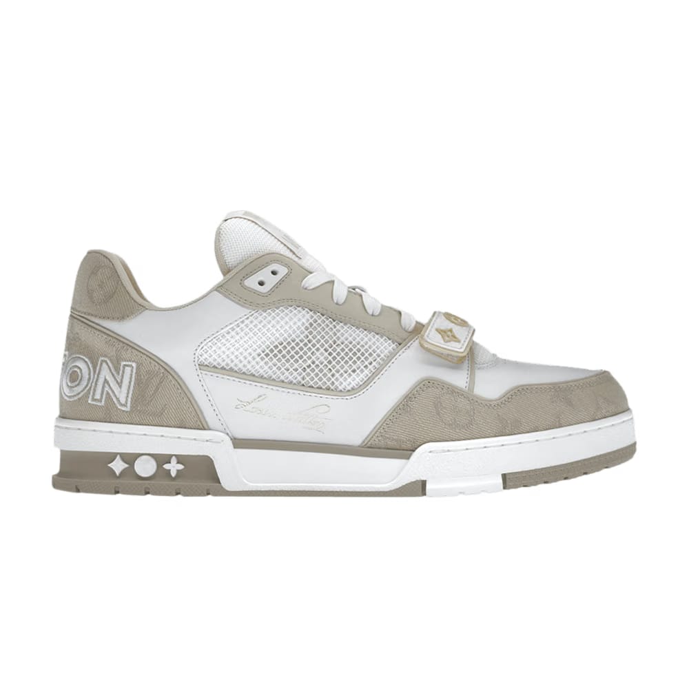 Louis Vuitton Trainer Sneaker Velcro Strap - Beige Monogram Denim