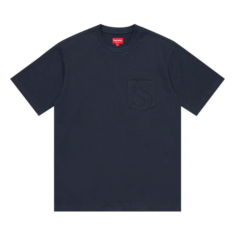 Supreme Laser Cut S Logo Pocket T-Shirt Navy
