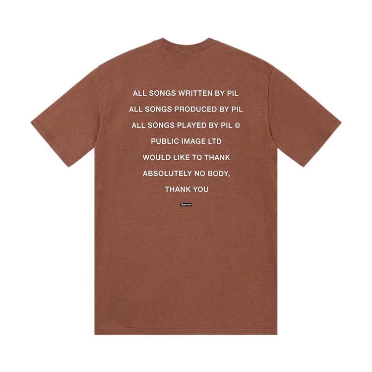 Supreme x PiL T-Shirt Brown