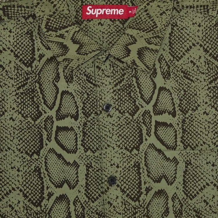 Supreme Snake Shorts-Sleeve Shirt Olive