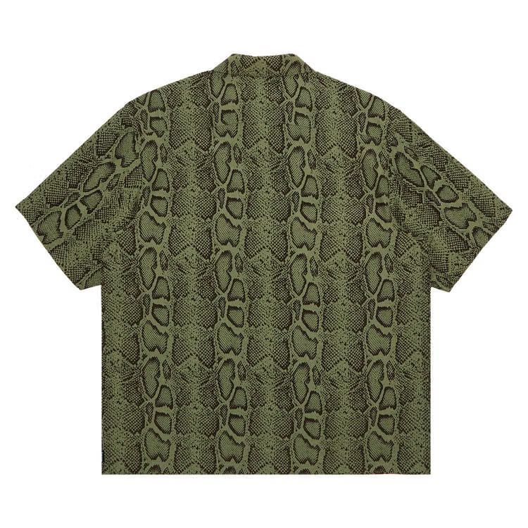 Supreme Snake Shorts-Sleeve Shirt Olive