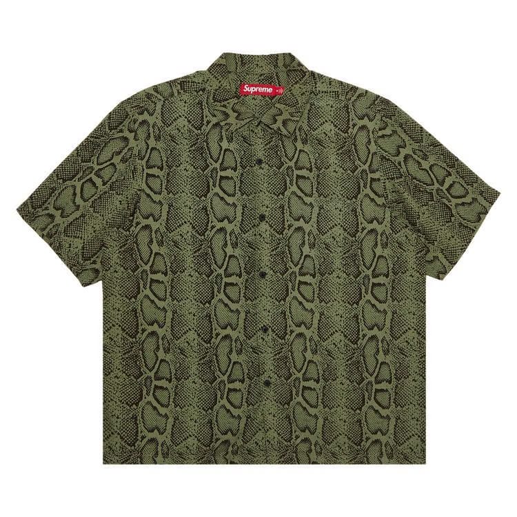 Supreme Snake Shorts-Sleeve Shirt Olive