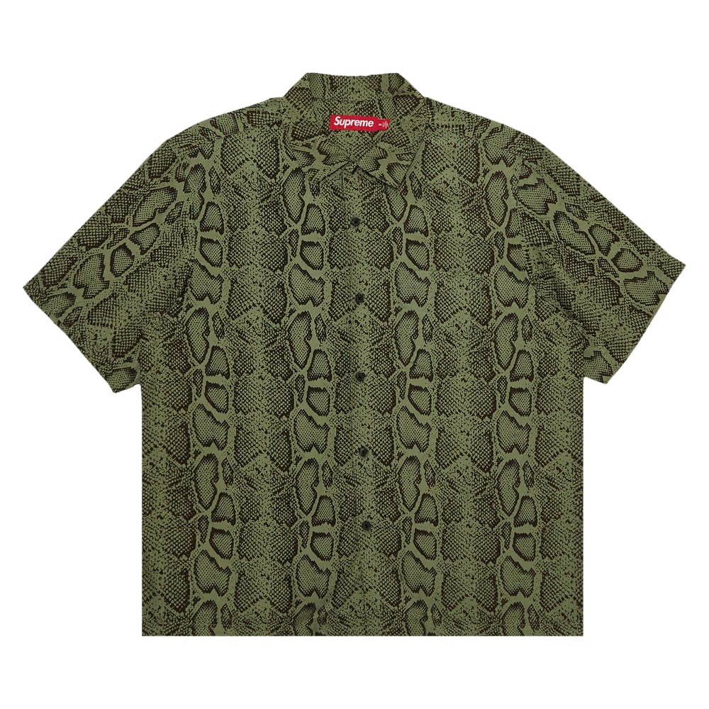 Supreme Snake Shorts-Sleeve Shirt Olive