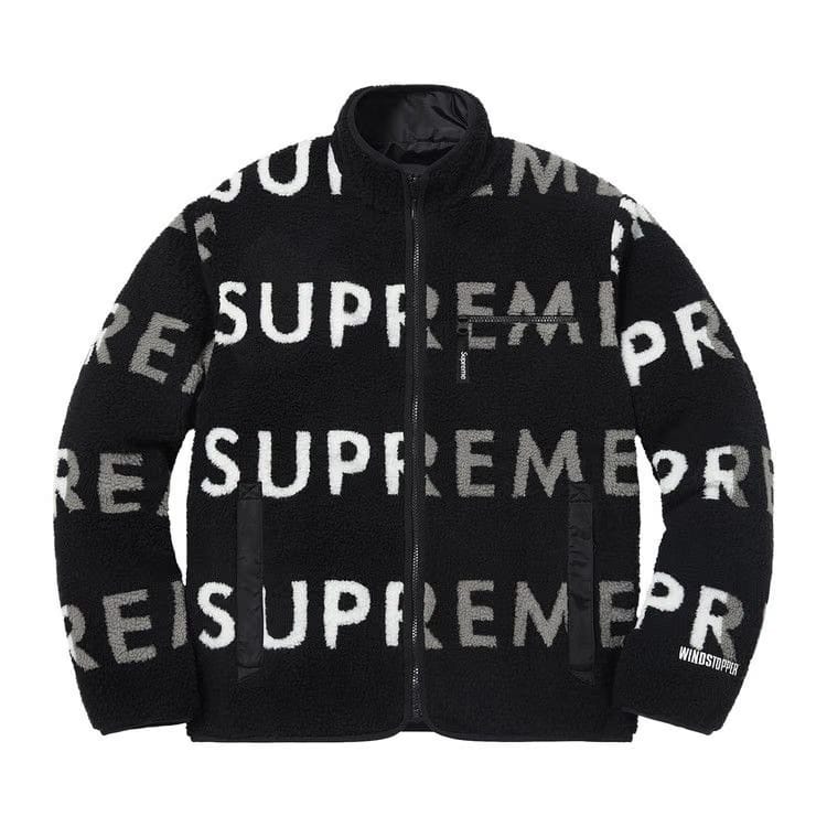 Supreme Reversible Logo Fleece Jacket Black