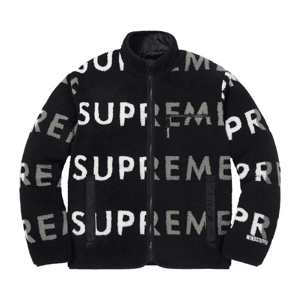 Supreme Reversible Logo Fleece Jacket Black